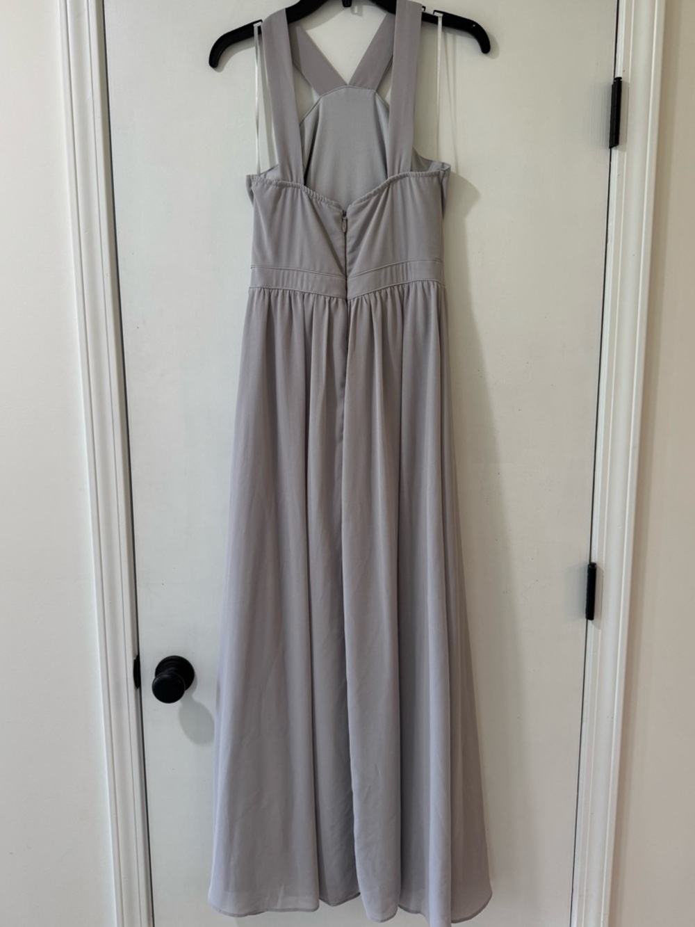 Lulus S Dress Womens Maxi Air of Romance Grey Bridesmaid Wedding Prom Elegant - Picture 3 of 5